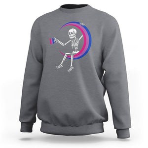 Bisexual Pride Sweatshirt Skeleton Drinking Coffee LGBTQ Bi Flag TS09 Charcoal Printyourwear