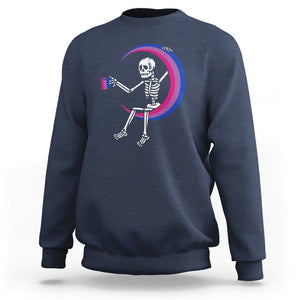 Bisexual Pride Sweatshirt Skeleton Drinking Coffee LGBTQ Bi Flag TS09 Navy Printyourwear