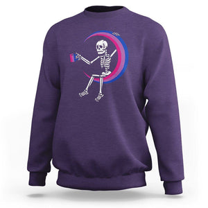 Bisexual Pride Sweatshirt Skeleton Drinking Coffee LGBTQ Bi Flag TS09 Purple Printyourwear