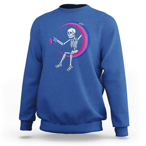 Bisexual Pride Sweatshirt Skeleton Drinking Coffee LGBTQ Bi Flag TS09 Royal Blue Printyourwear
