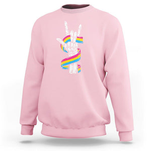Bisexual Pride Sweatshirt Skeleton Rock Hand LGBTQ Bi Flag TS09 Light Pink Printyourwear