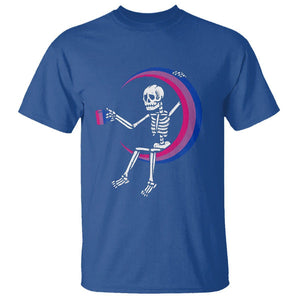 Bisexual Pride T Shirt Skeleton Drinking Coffee LGBTQ Bi Flag TS09 Royal Blue Printyourwear