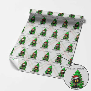 Black Cat Christmas Wrapping Paper Roll It's Fine I'm Fine Everthing Is Fine Funny Xmas TS02 Christmas Plaid Print Your Wear