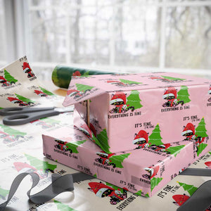 Black Cat Christmas Wrapping Paper Roll It's Fine I'm Fine Everything Is Fine TS02 Light Pink Print Your Wear