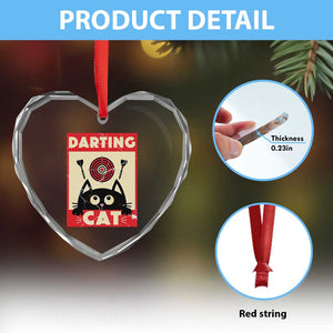 Black Cat Dart Thrower Heart Crystal Glass Ornament Cat Lover Dartist Gift TS12 Print Your Wear