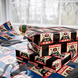 Black Cat Dart Thrower Wrapping Paper Roll Cat Lover Dartist Gift TS12 Black Print Your Wear