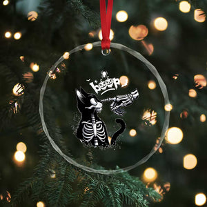 Black Cat Halloween Crystal Glass Ornament Skeleton Hand Boop TS14 Print Your Wear