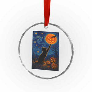 Black Cat Halloween Crystal Glass Ornament Starry Night Van Gogh TS14 Print Your Wear