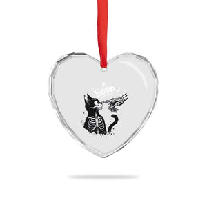 Black Cat Halloween Heart Crystal Glass Ornament Skeleton Hand Boop TS14 Print Your Wear