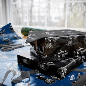 Black Cat Halloween Wrapping Paper Roll Skeleton Hand Boop TS14 Black Print Your Wear