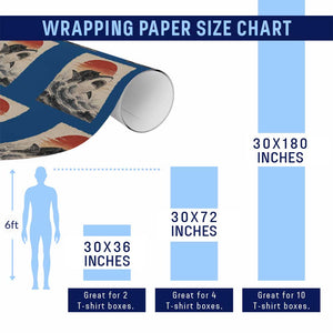 Black Cat Hunting Shark Ukiyo e Ocean Art Wrapping Paper Roll Funny Japanese Style Graphic TS11 Print Your Wear