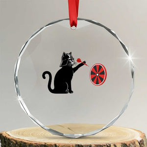 Black Cat Lord Darts Player Crystal Glass Ornament Funny Space Scifi Dartist Gift TS12 Transparent Glass 3'' Circle Print Your Wear