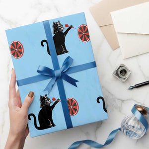 Black Cat Lord Darts Player Wrapping Paper Roll Funny Space Scifi Dartist Gift TS12 Light Blue Print Your Wear
