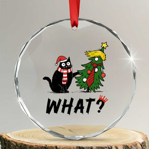 Black Cat What Christmas Crystal Glass Ornament Anti Trump Protest TS14 Transparent Glass 3'' Circle Print Your Wear