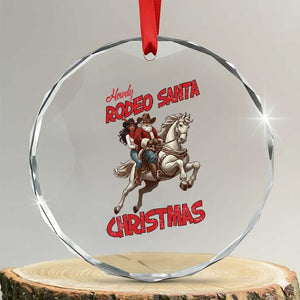 Black Cowboy Santa Christmas Crystal Glass Ornament African American Western TS14 Transparent Glass 3'' Circle Print Your Wear