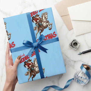 Black Cowboy Santa Christmas Wrapping Paper Roll African American Western TS14 Light Blue Print Your Wear