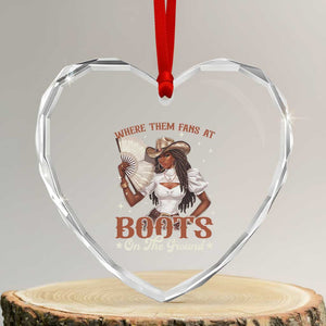 Black Cowgirl Heart Crystal Glass Ornament Where Them Fans At Boots On The Ground TS10 Transparent Glass 3'' Heart Print Your Wear