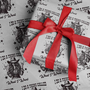 Black Cowgirl Wrapping Paper Roll I Do A Thing Called What I Want TS14 White Print Your Wear