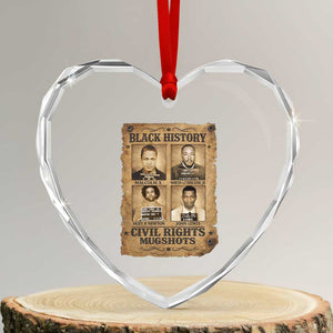 Black History Civil Rights Mugshots Heart Crystal Glass Ornament Malcolm X MLK John Lewis Huey P Newton TS11 Transparent Glass 3'' Heart Print Your Wear