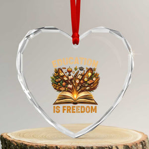 Black History Education Is Freedom Heart Crystal Glass Ornament Retro Books Afro African American Heritage TS10 Transparent Glass 3'' Heart Print Your Wear