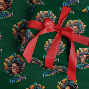 Black History Education Is Freedom Wrapping Paper Roll Black Teacher Books TS02 Green Print Your Wear