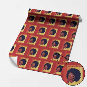 Black History Month Afro Woman Wrapping Paper Roll Educated Melanated Elevated African American Empowerment TS02 Red Print Your Wear