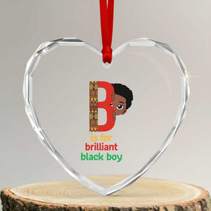 Black History Month Boy Heart Crystal Glass Ornament B Is For Brilliant HBCU Education TS02 Transparent Glass 3'' Heart Print Your Wear