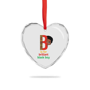 Black History Month Boy Heart Crystal Glass Ornament B Is For Brilliant HBCU Education TS02 Print Your Wear