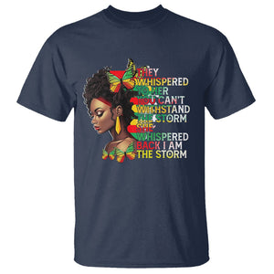 Black History Month T Shirt African Women She Whispered Back I Am The Storm TS09 Navy Printyourwear