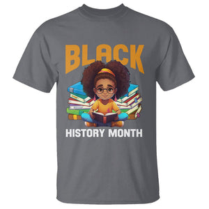 Black History Month T Shirt Girl Reading Book African Pride Melanin TS09 Charcoal Printyourwear