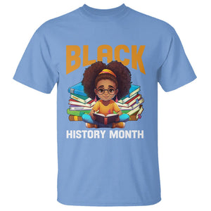 Black History Month T Shirt Girl Reading Book African Pride Melanin TS09 Carolina Blue Printyourwear