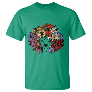 Black History Themed T Shirt For Women Afro Flower Hair Juneteenth TS01 Irish Green Printyourwear