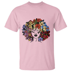 Black History Themed T Shirt For Women Afro Flower Hair Juneteenth TS01 Light Pink Printyourwear