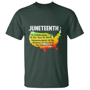 Black History Themed T Shirt With African Map Juneteenth Celebrates TS01 Dark Forest Green Printyourwear