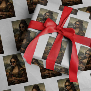 Black Mona Lisa African American Wrapping Paper Roll Black History Month TS12 White Print Your Wear