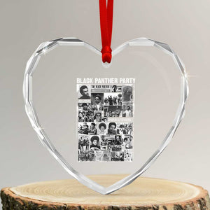 Black Panther Party Collage Heart Crystal Glass Ornament Revolutionary Tribute to Huey P. Newton Movement Legacy TS02 Transparent Glass 3'' Heart Print Your Wear