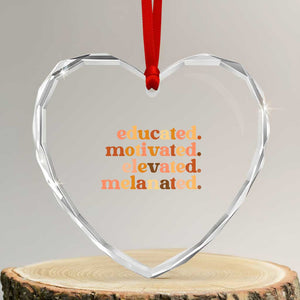 Black Pride Melanin Heart Crystal Glass Ornament Educated Motivated Elevated Melanated TS14 Transparent Glass 3'' Heart Print Your Wear