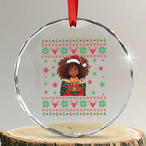 Black Queen Christmas Crystal Glass Ornament African American Girl Black Pride TS12 Transparent Glass 3'' Circle Print Your Wear