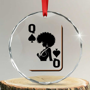 Black Queen Crystal Glass Ornament Black History Month Afro Woman Poker Card Games TS10 Transparent Glass 3'' Circle Print Your Wear