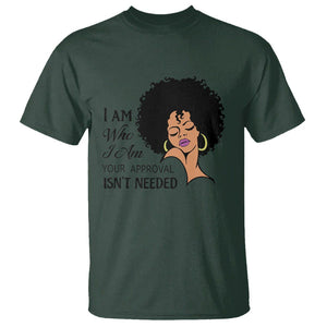 Black Queen Lady Curly Natural Afro African American Ladies T Shirt TS01 Dark Forest Green Printyourwear