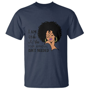Black Queen Lady Curly Natural Afro African American Ladies T Shirt TS01 Navy Printyourwear