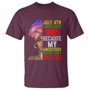 Black Queen T Shirt Juneteenth 1865 Because My Ancestors Weren't Free in 1776 TS01 Maroon Printyourwear