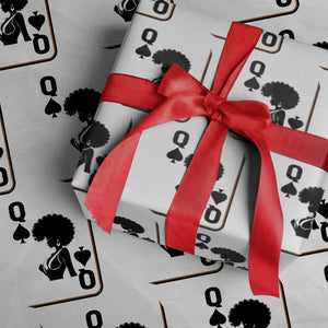 Black Queen Wrapping Paper Roll Black History Month Afro Woman Poker Card Games TS10 White Print Your Wear