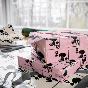 Black Queen Wrapping Paper Roll Black History Month Afro Woman Poker Card Games TS10 Light Pink Print Your Wear