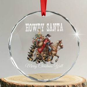 Black Santa Christmas Crystal Glass Ornament African American Western Cowboy - Print Your Wear