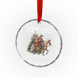 Black Santa Christmas Crystal Glass Ornament African American Western Cowboy - Print Your Wear