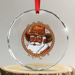 Black Santa Christmas Crystal Glass Ornament Big Nick Energy TS14 Transparent Glass 3'' Circle Print Your Wear