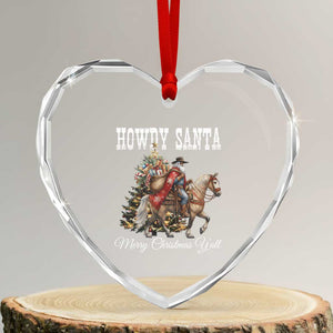 Black Santa Christmas Heart Crystal Glass Ornament African American Western Cowboy TS14 Transparent Glass 3'' Heart Print Your Wear