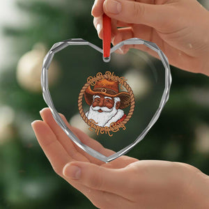 Black Santa Christmas Heart Crystal Glass Ornament Big Nick Energy TS14 Print Your Wear