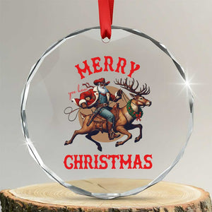 Black Santa Claus Crystal Glass Ornament African American Cowboy Christmas - Print Your Wear